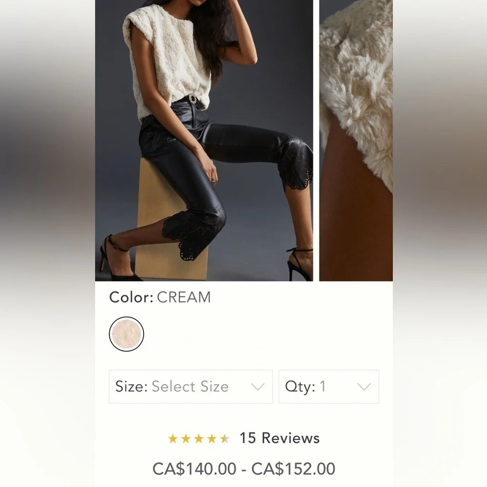 Anthropologie NWT Maeve Faux Fur Tee Size L - Picture 15 of 15